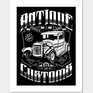 Hot Rod - Antique Customs (white) Posters and Art